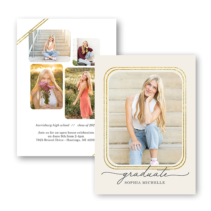 5x7" Double Sided Card - Gold Frame