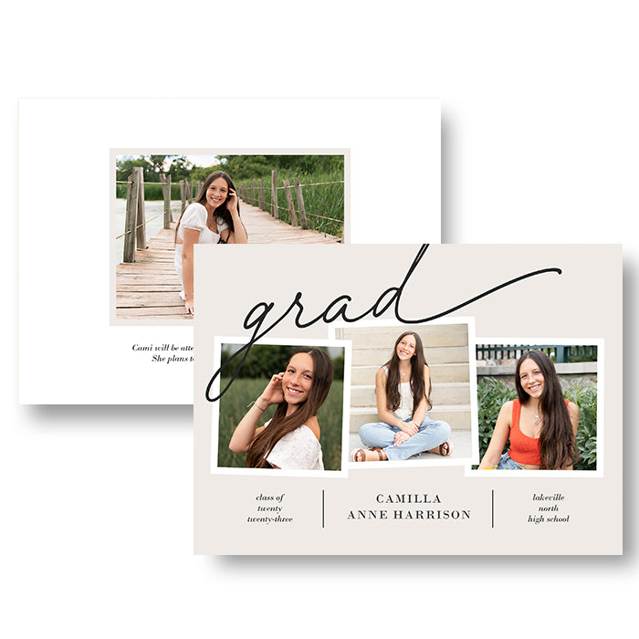 7x5" Double Sided Card - Grad Script Trio