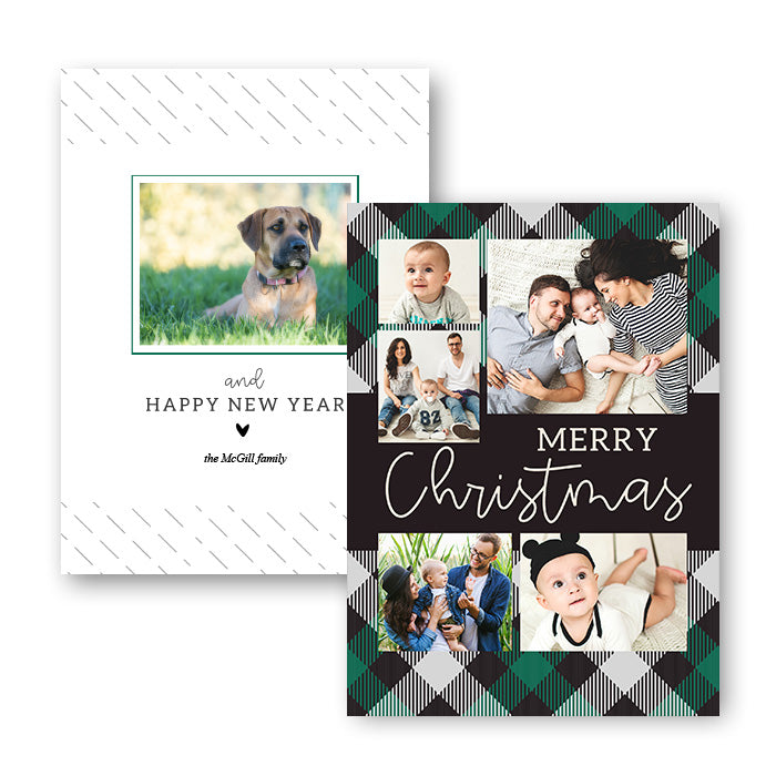 5x7" Double Sided Card - Green Plaid